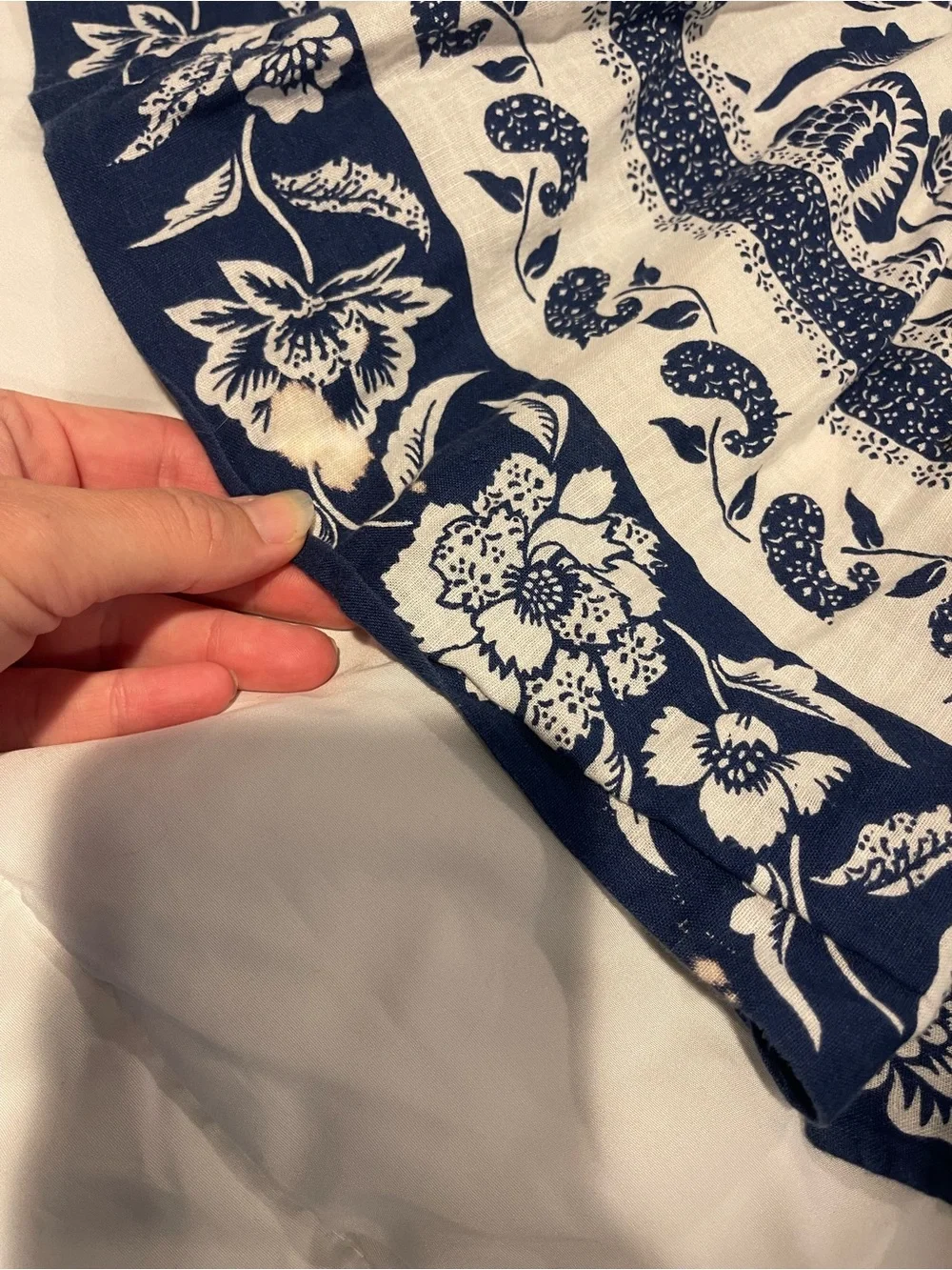 Polo Ralph Lauren White Navy Floral Summer Dress Linen Cotton Cross Low Back Sz5